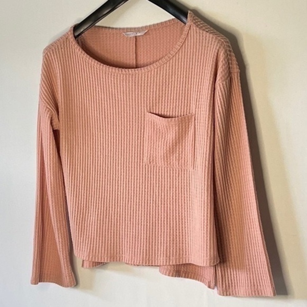 Tresics Pink Ribbed Cowl Neck Sweater